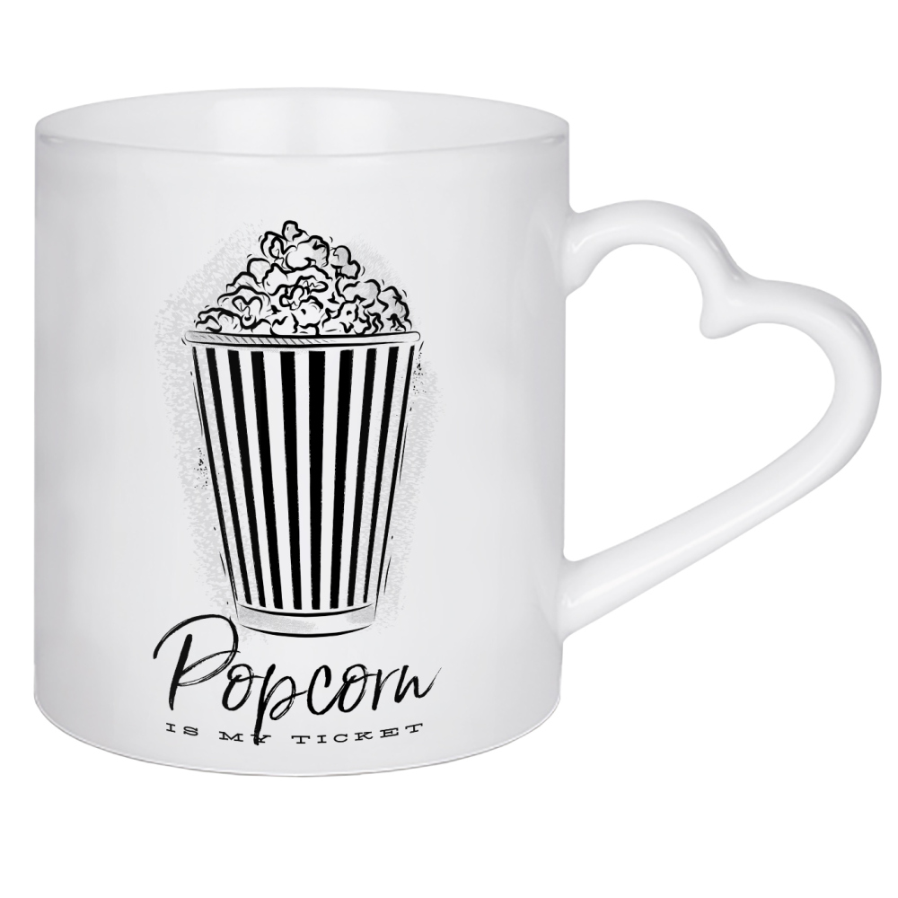 Herztasse "Popcorn movie" artboxONE - Film,Essen & Trinken,Schwarzweiß,Männer