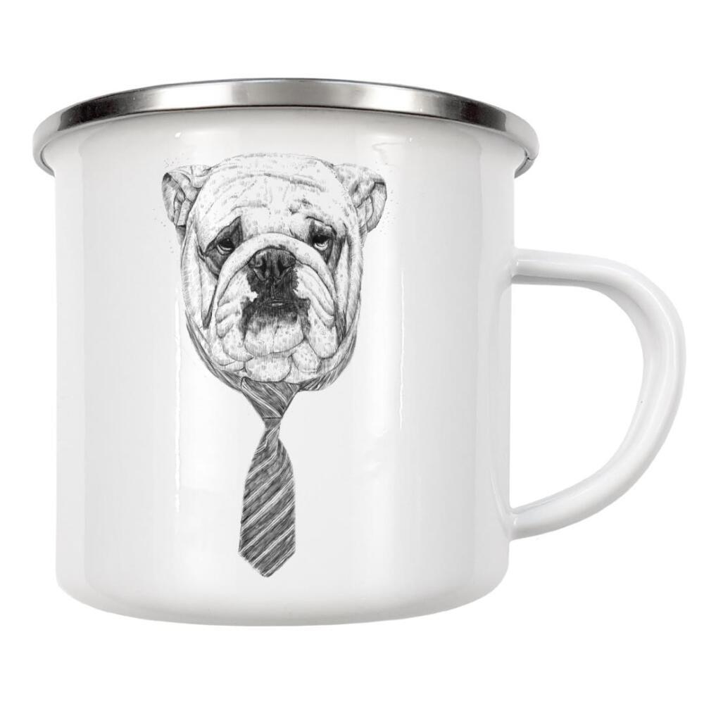 Emaille Tasse "Cool Dog" artboxONE - Tiere,Schwarzweiß,Für Papa,Männer,Lustig