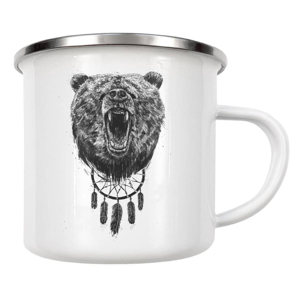 Emaille Tasse "Dont wake the bear" artboxONE - Tiere,Schwarzweiß,Für Papa,Männer - Wild,Langschläfer,Morgenmuffel,Sleep,Traumfänger,Böse,Angry