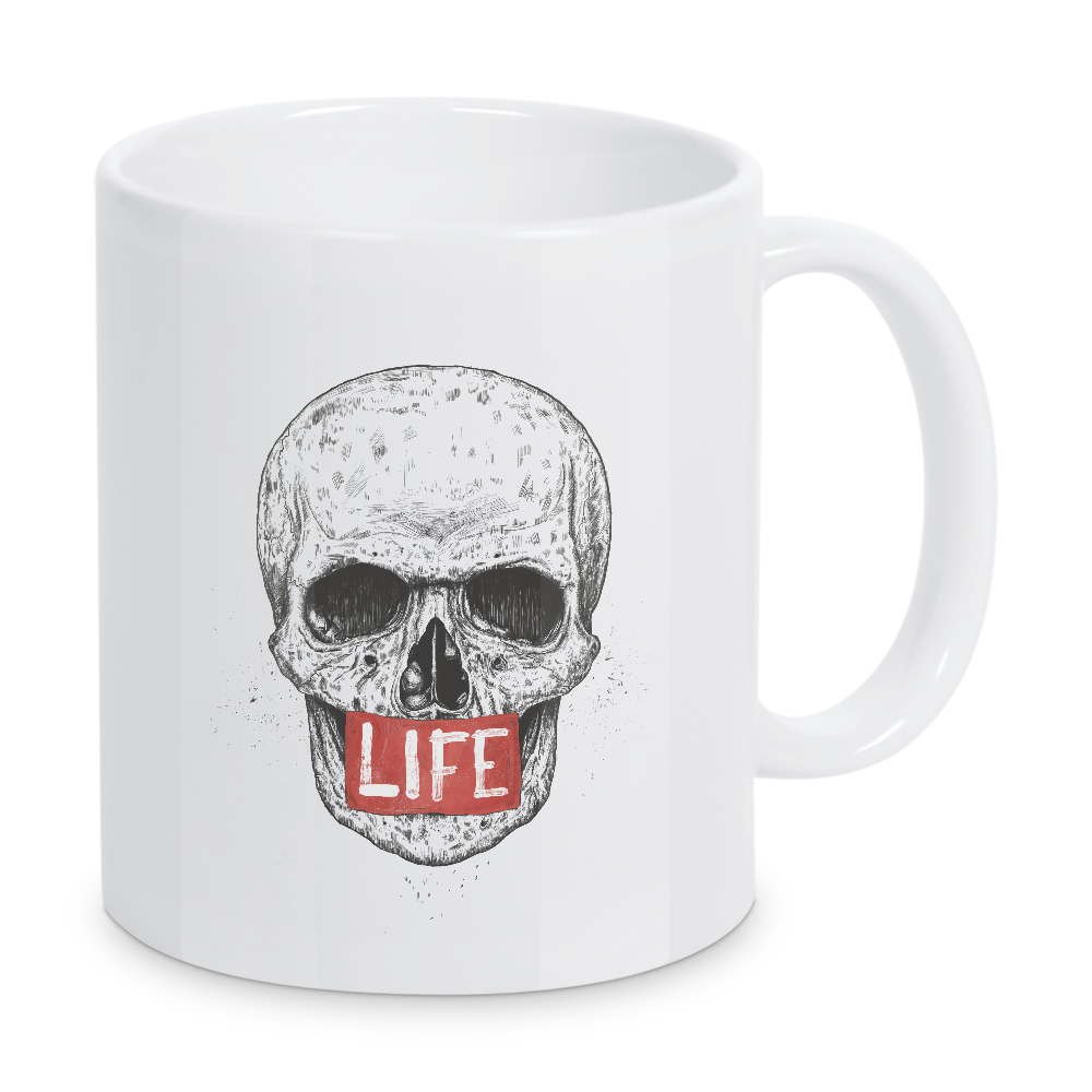 Tasse "Life" artboxONE - Schwarzweiß,Männer - Life,Skull,Totenkopf,Dead,Leben,Sterben,Lebendig,Tot,Männer,Hipster