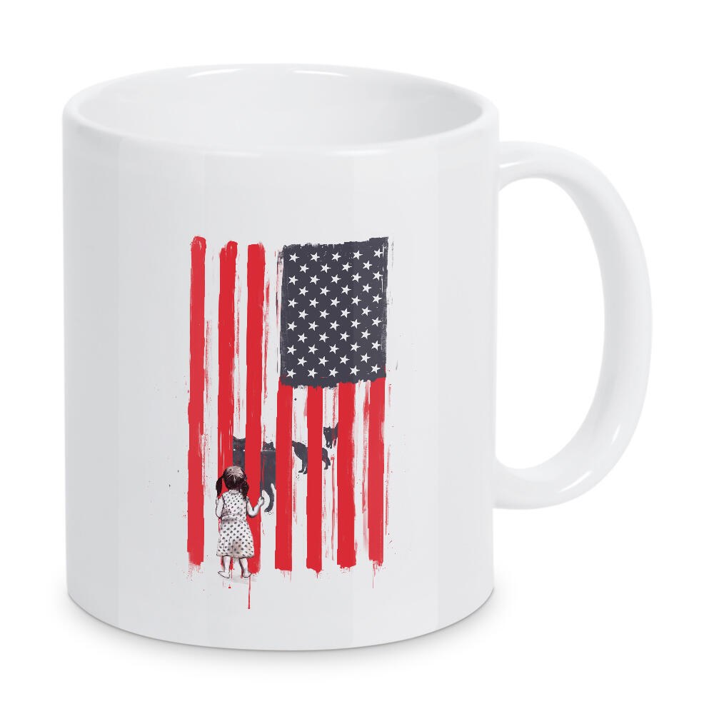 Tasse "Little girl and wolves" artboxONE - Schwarzweiß,Männer - Amerika,America,Wolf,Wolves,Jail,Gitter,Gefängnis,Little girl,Mädchen