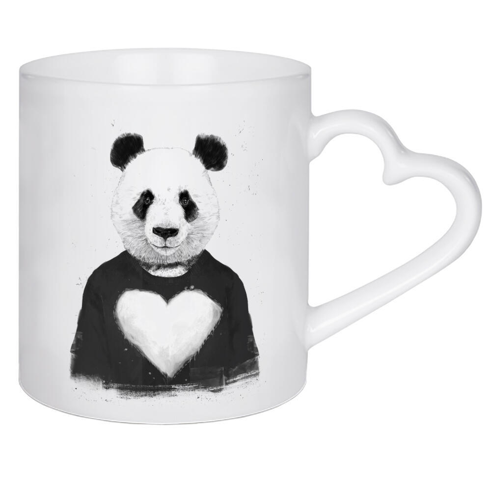 Herztasse "Lovely Panda" artboxONE - Tiere,Schwarzweiß,Liebe - Panda,Liebe,Bear,Love,Valentine,I love you