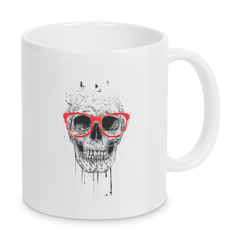 Tasse "Skull with read glasses" artboxONE - Schwarzweiß,Männer,Halloween - Glasses,Red,Skull,Rock and roll,Death,Hipster,Nerd,Geek,Science