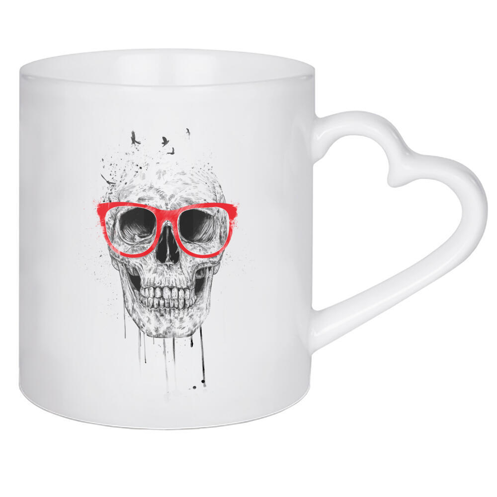 Herztasse "Skull with read glasses" artboxONE - Schwarzweiß,Männer,Halloween - Glasses,Red,Skull,Rock and roll,Death,Hipster,Nerd,Geek,Science