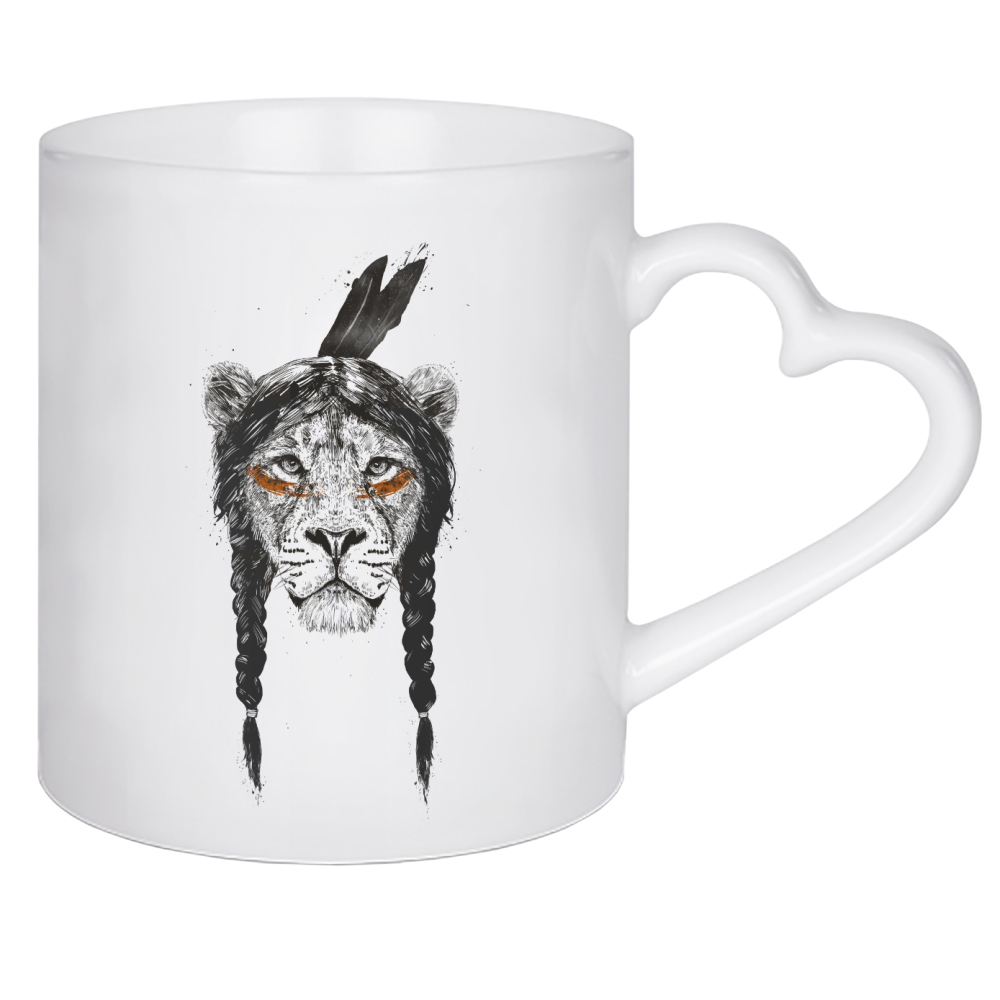 Herztasse "Warrior Lion" artboxONE - Tiere,Schwarzweiß,Männer,Festivals - Warrior,Lion,Jungle,Wild,Wild life,Fight,Male thing,Bad boy