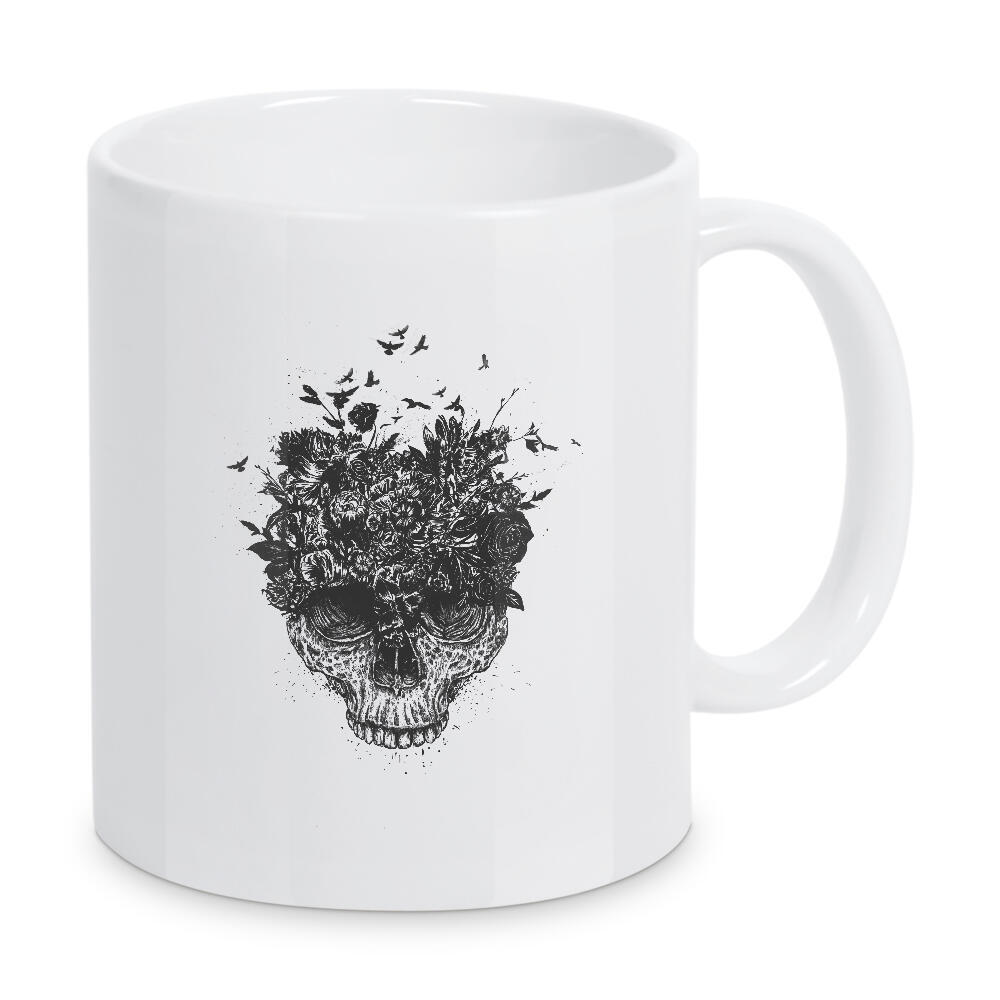 Tasse "My head is a jungle" artboxONE - Schwarzweiß,Männer - Skull,Floral,Flower,Nature,Drawing,Ink,Tattoo,Summer,Spring,Black and white