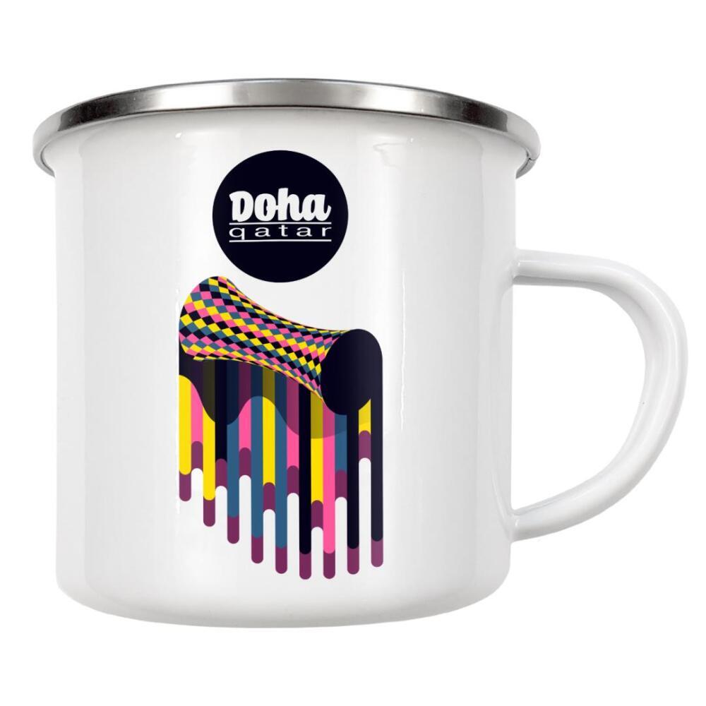 Emaille Tasse "Doha - Qatar" artboxONE - Städte,Typografie,Reise,Architektur,Geometrie,Reise / Asien