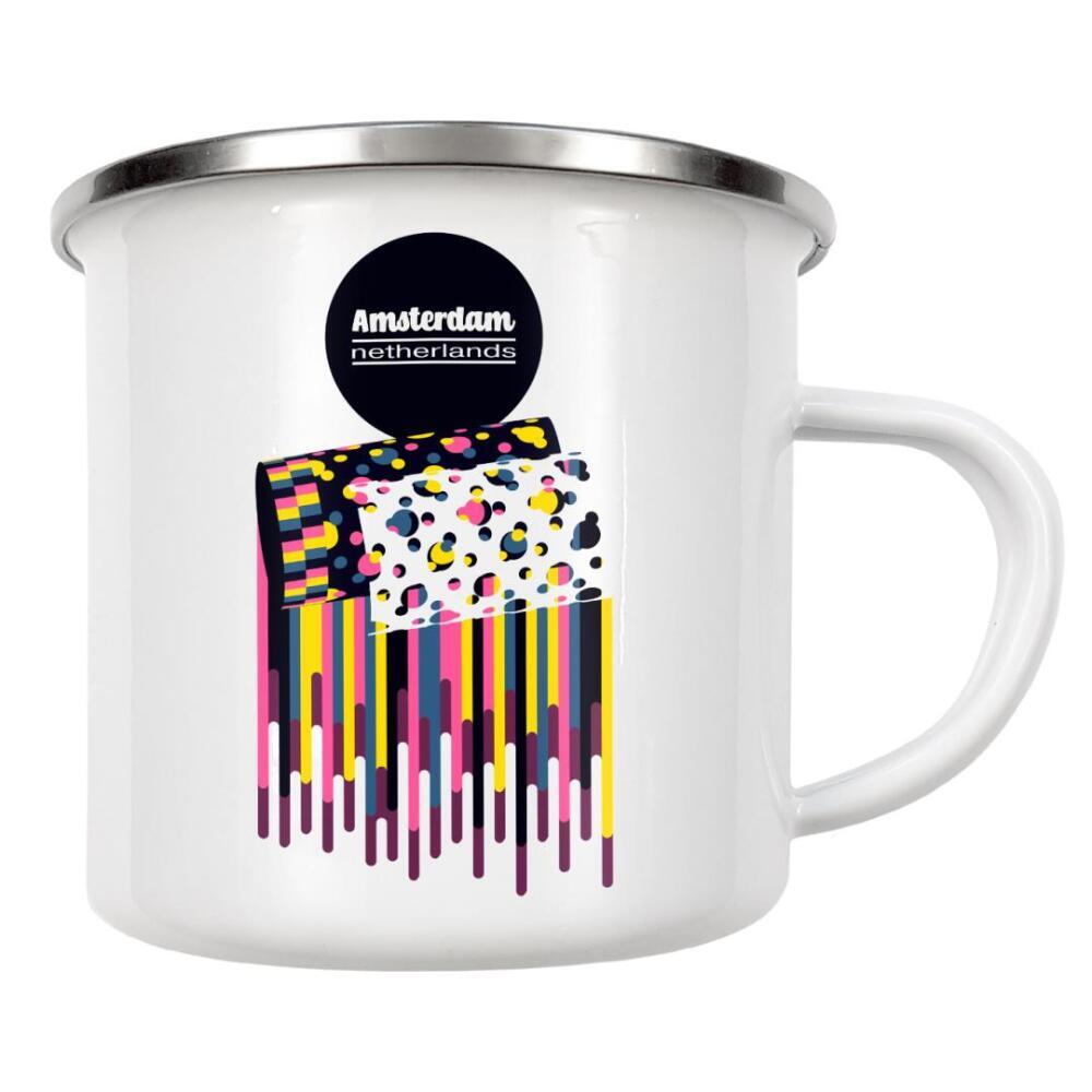 Emaille Tasse "Amsterdam - Netherlands" artboxONE - Städte,Reise,Abstrakt,Geometrie,Städte / Amsterdam