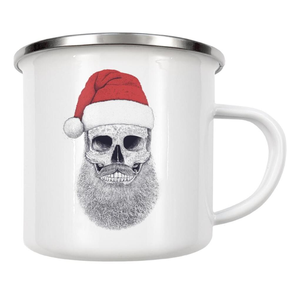 Emaille Tasse "Santa skull" artboxONE - Menschen,Weihnachten,Für Papa,Lustig