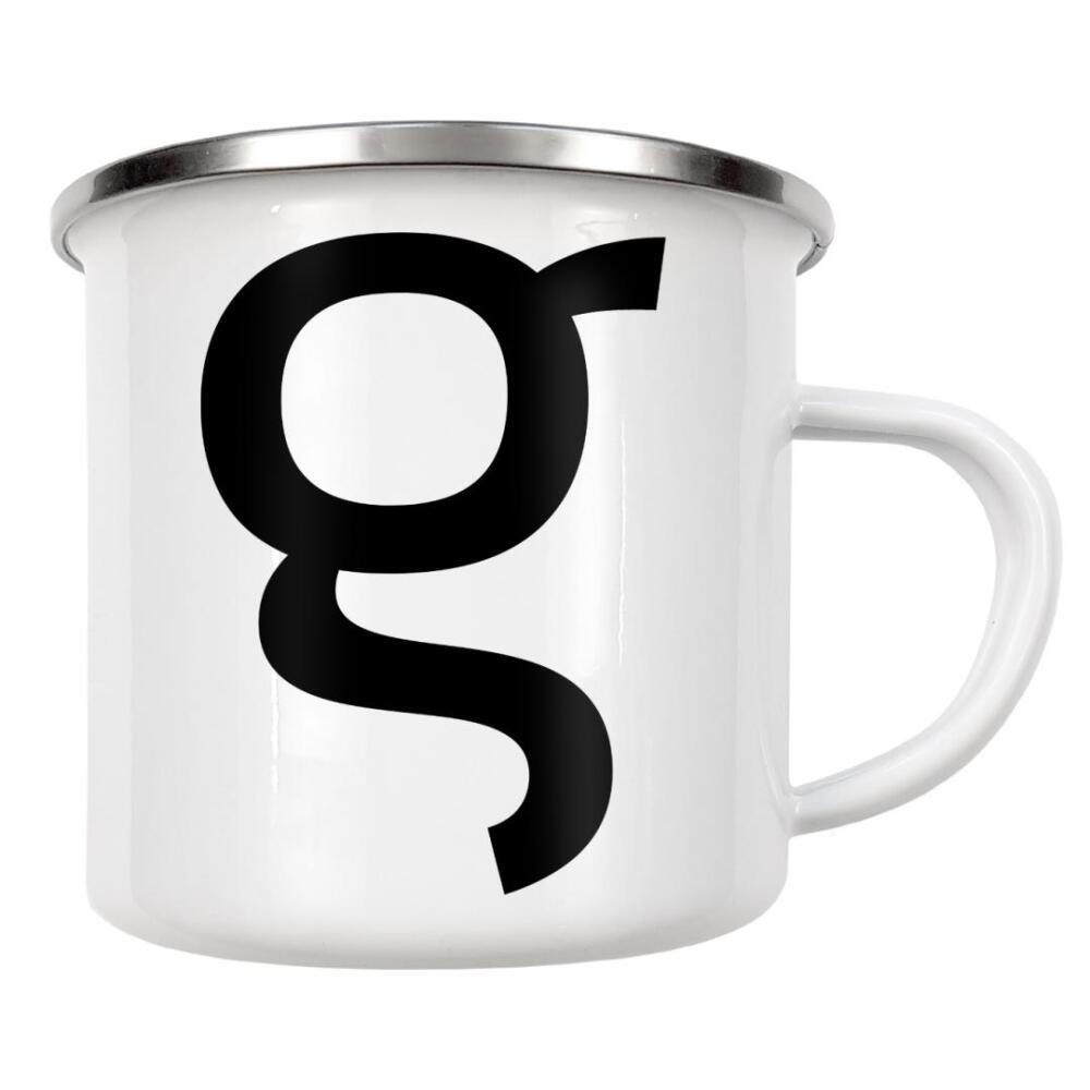Emaille Tasse "G Print" artboxONE - Typografie,Schwarzweiß