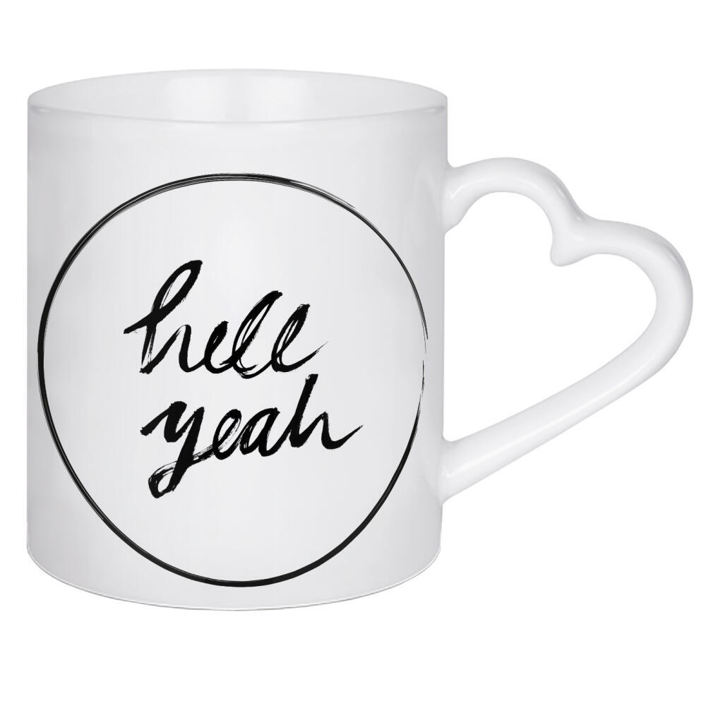 Herztasse "Hell Yeah!" artboxONE - Typografie,Schwarzweiß