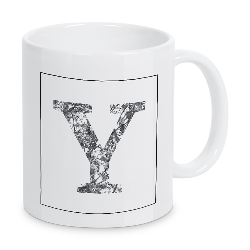 Tasse "Floral Y" artboxONE - Typografie,Floral,Schwarzweiß