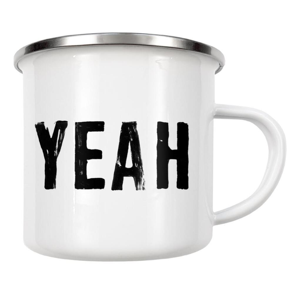 Emaille Tasse "Yeah Print" artboxONE - Typografie,Schwarzweiß