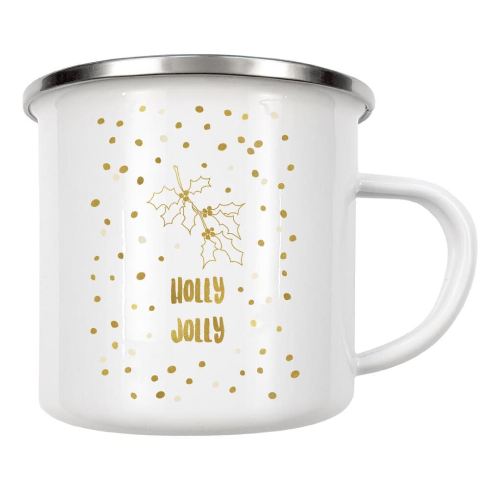 Emaille Tasse "Holly Jolly 3" artboxONE - Typografie,Weihnachten
