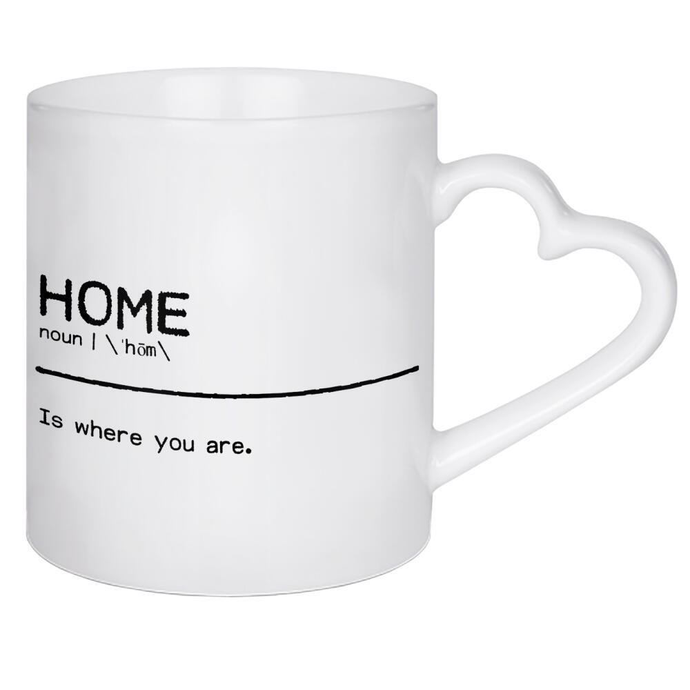 Herztasse "Home Quote" artboxONE - Typografie,Schwarzweiß,Liebe