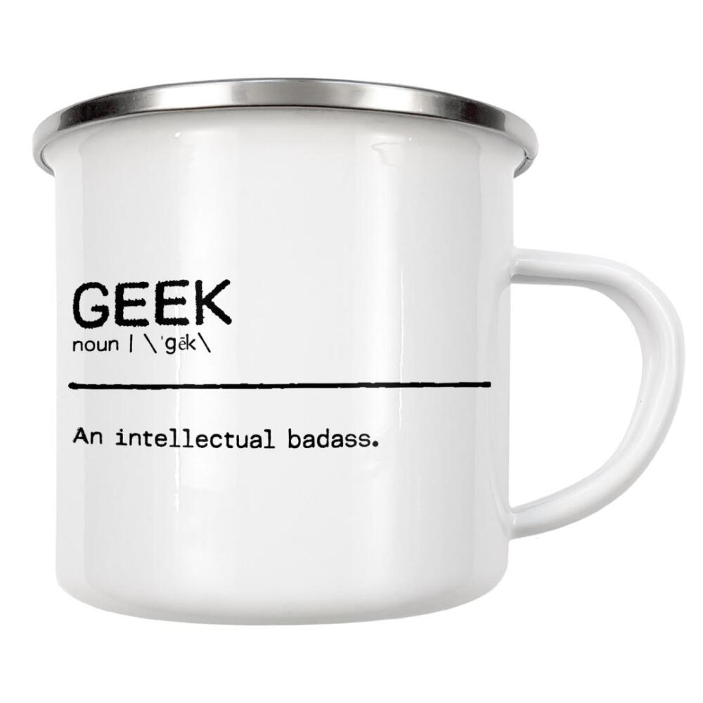 Emaille Tasse "Geek Quote" artboxONE - Typografie,Schwarzweiß,Lustig
