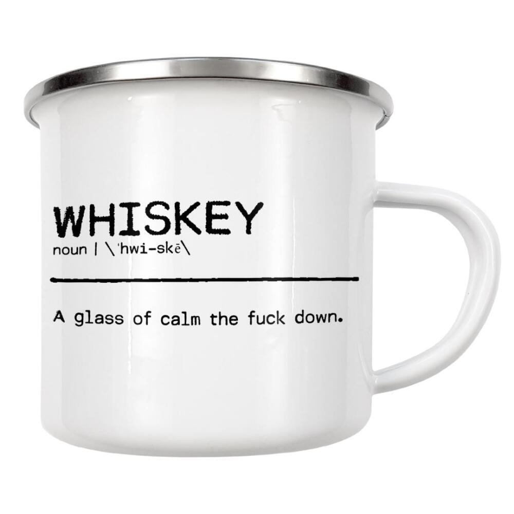 Emaille Tasse "Whiskey Quote Uncensored" artboxONE - Typografie,Essen & Trinken,Schwarzweiß,Essen & Trinken / Alkohol,Lustig