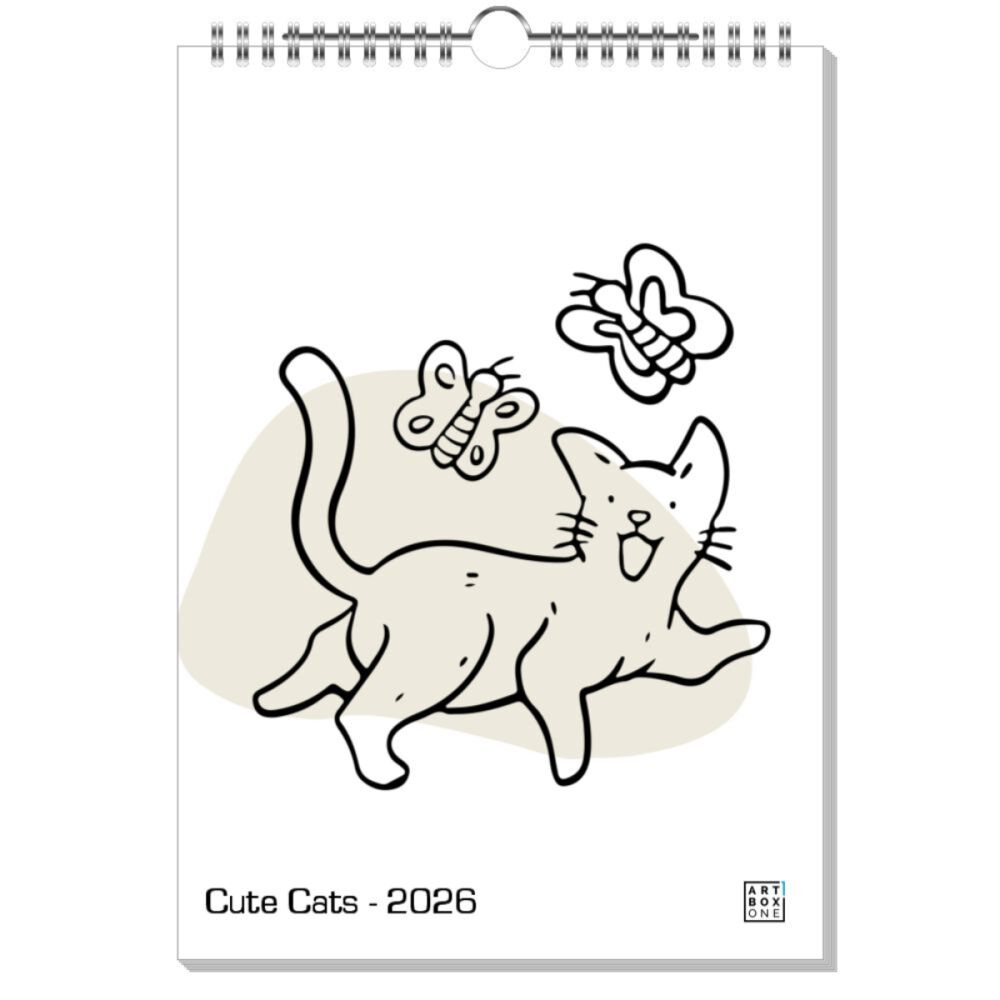artboxONE Wandkalender A4 2025 Cute Cats Katzen