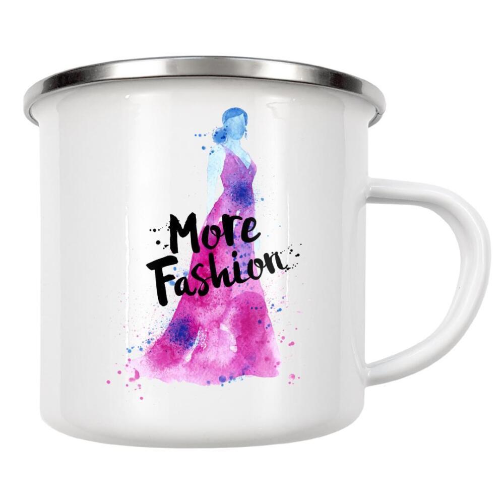 Emaille Tasse "Watercolor dress more fashion" artboxONE - Typografie,Menschen,Fashion