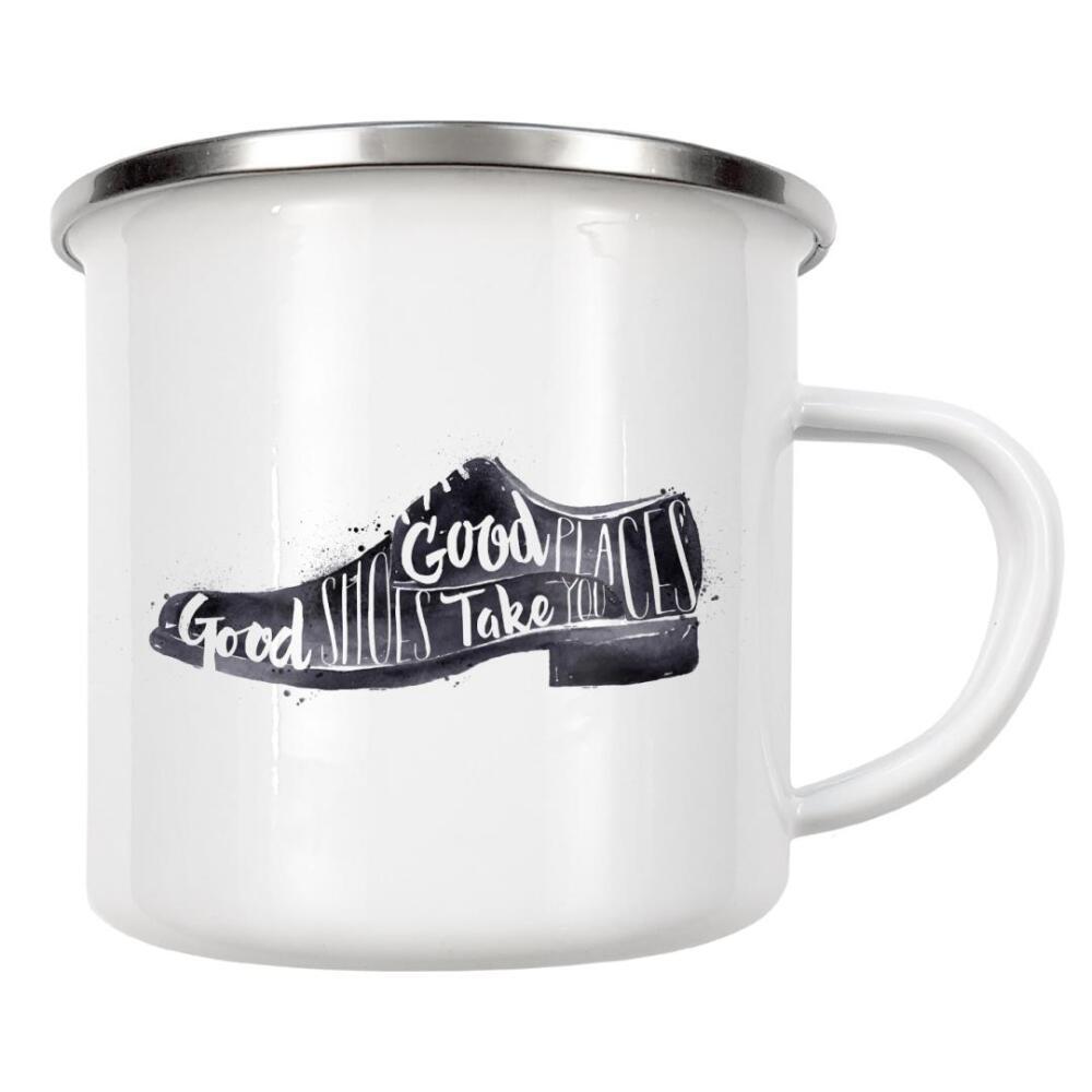 Emaille Tasse "Men's shoes" artboxONE - Typografie,Schwarzweiß,Fashion