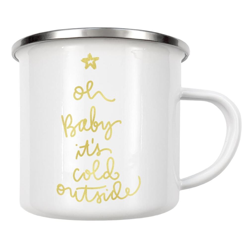 Emaille Tasse "Baby it's cold outside 3" artboxONE - Weihnachten