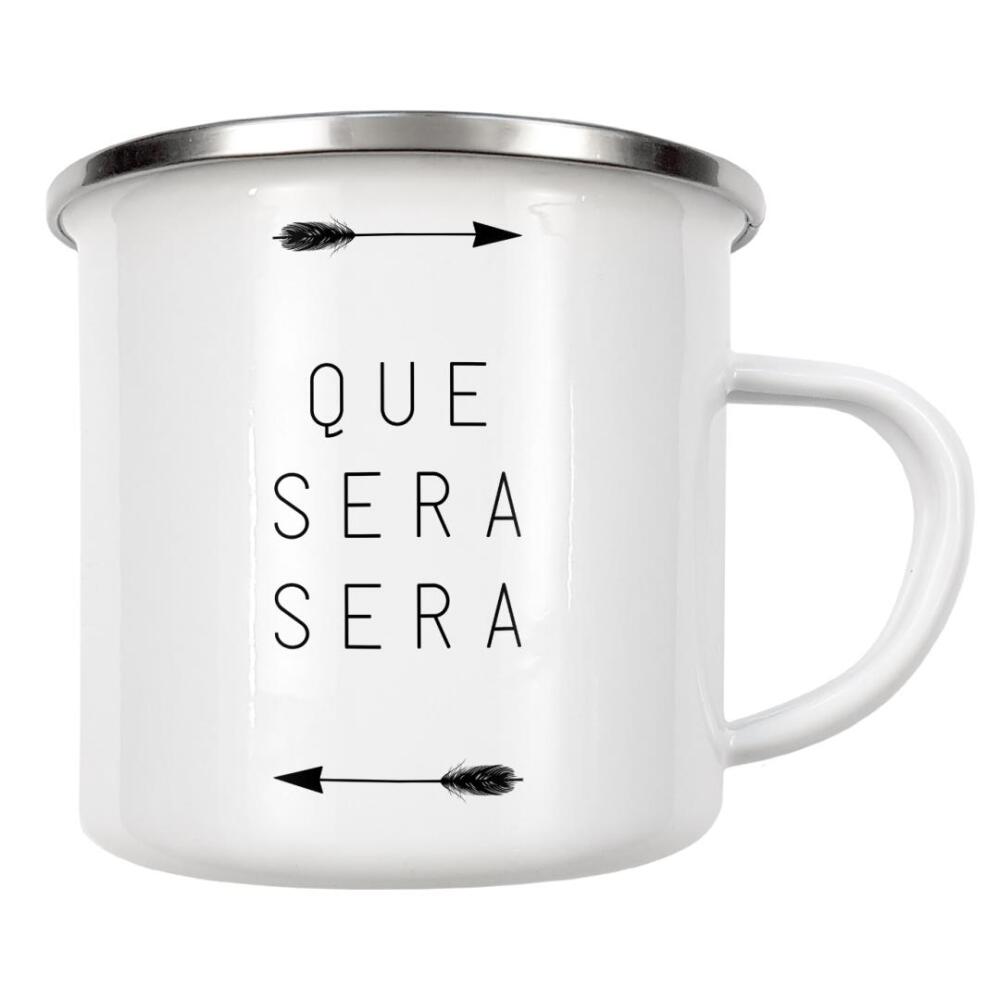 Emaille Tasse "Que Sera Sera Arrow" artboxONE - Typografie,Musik