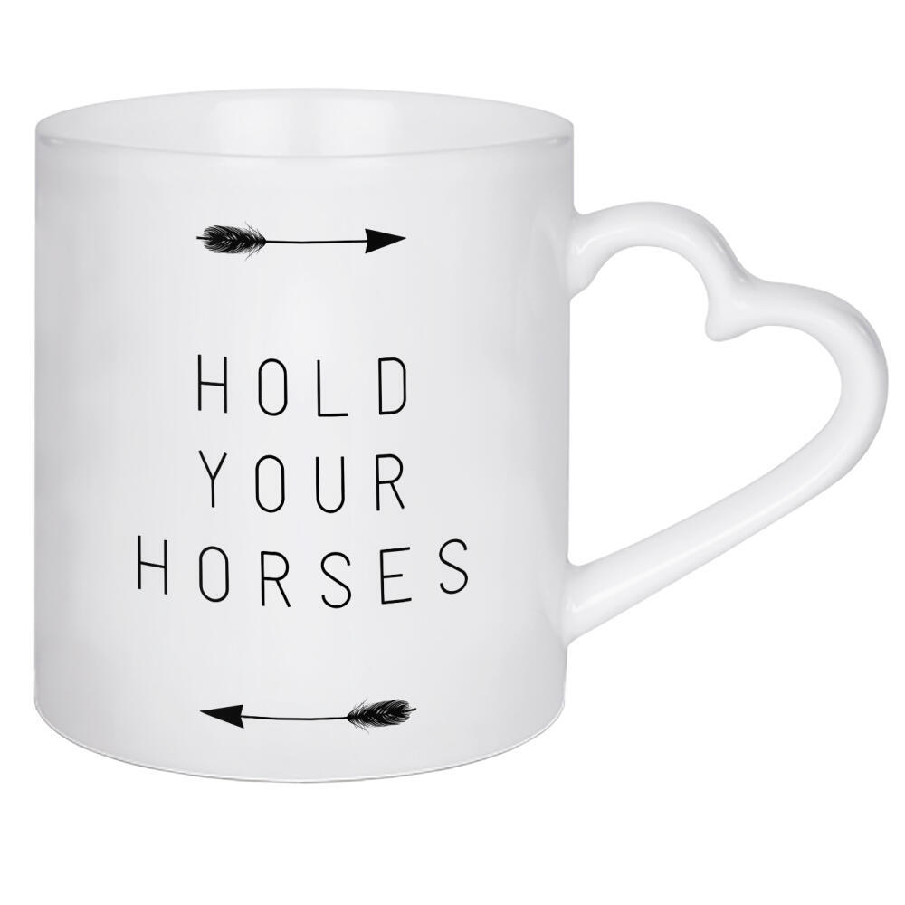 Herztasse "Hold Your Horses Arrow" artboxONE - Typografie,Tiere,Lustig