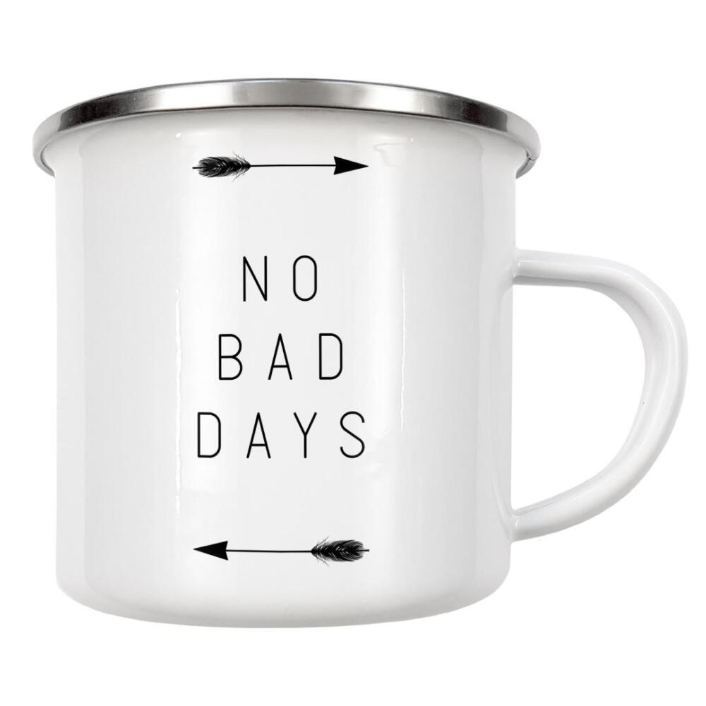 Emaille Tasse "No Bad Days Arrow" artboxONE - Typografie,Sport / Motivation