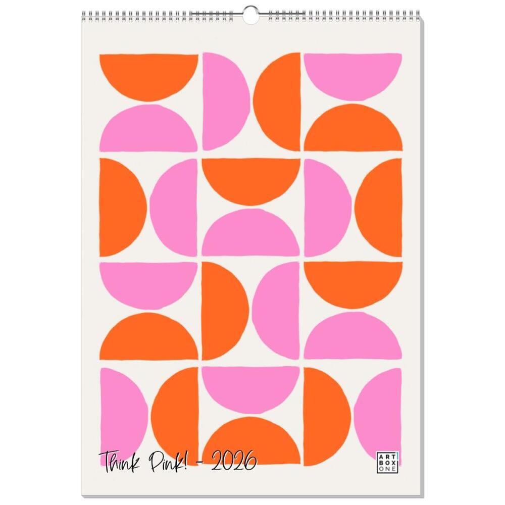 artboxONE Wandkalender A2 2026 Think Pink! Pink