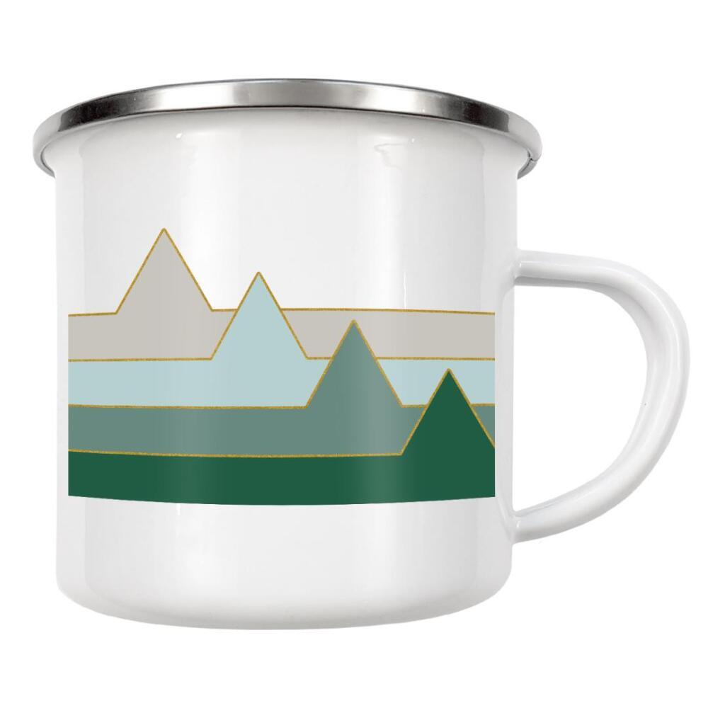 Emaille Tasse "Green Mountains" artboxONE - Abstrakt,Geometrie