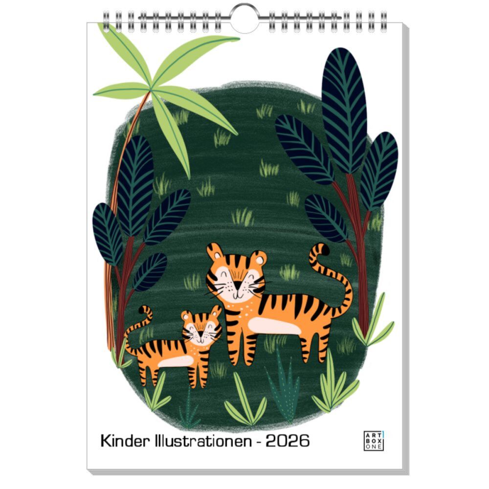 artboxONE Wandkalender A4 2025 Kinder Illustrationen Kinder