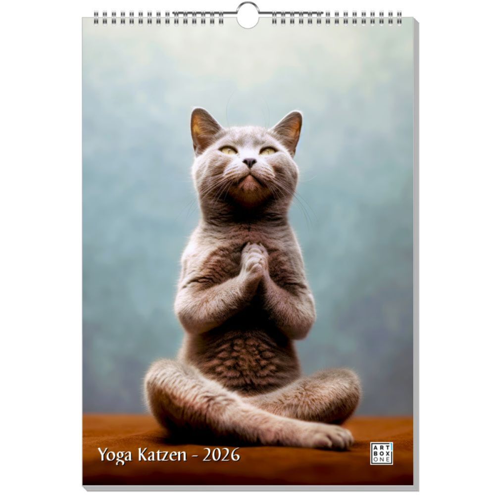 artboxONE Wandkalender A3 2025 Yoga Katzen Katzen
