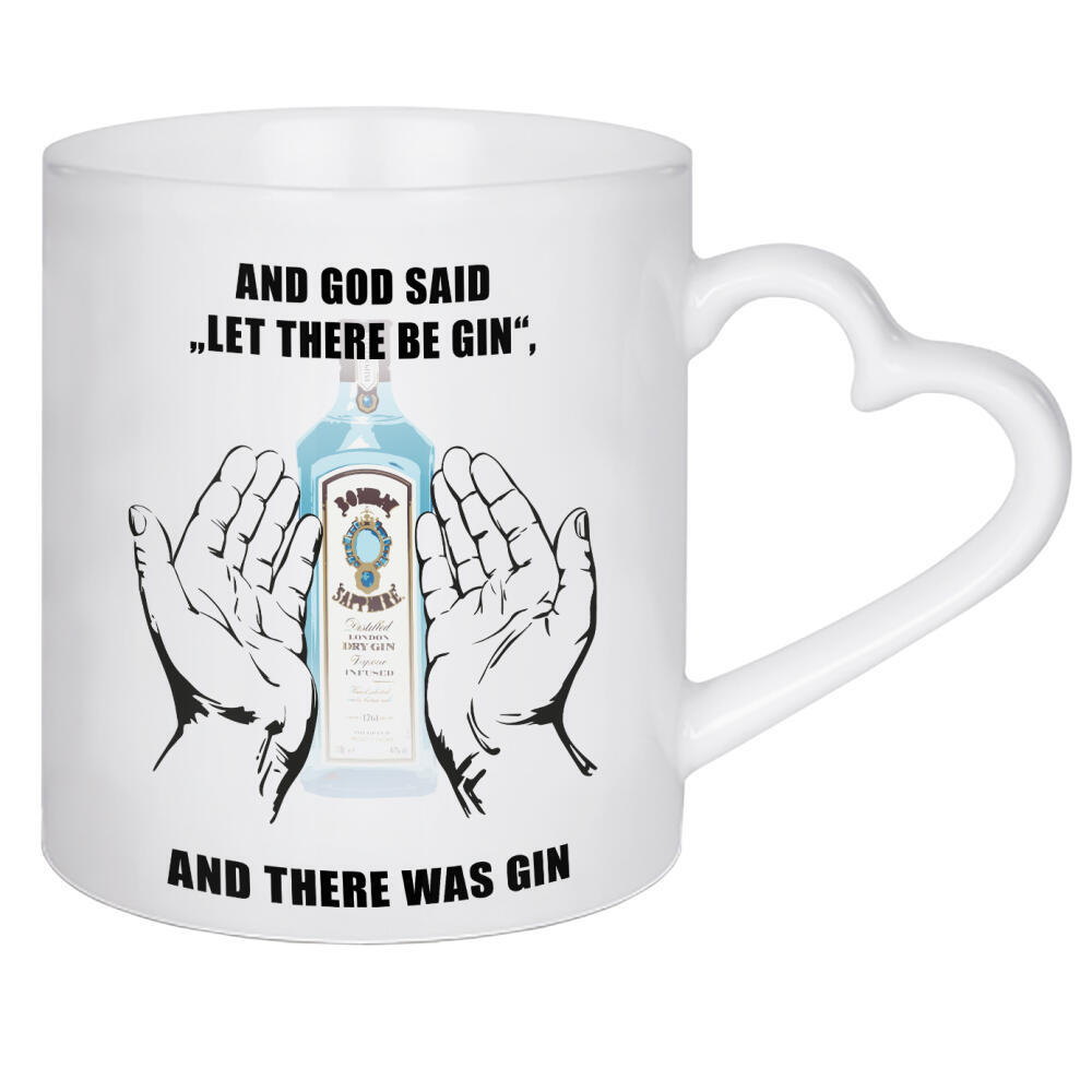 Herztasse "Let there be Gin" artboxONE - Typografie,Essen & Trinken,Männer,Essen & Trinken / Alkohol,Lustig