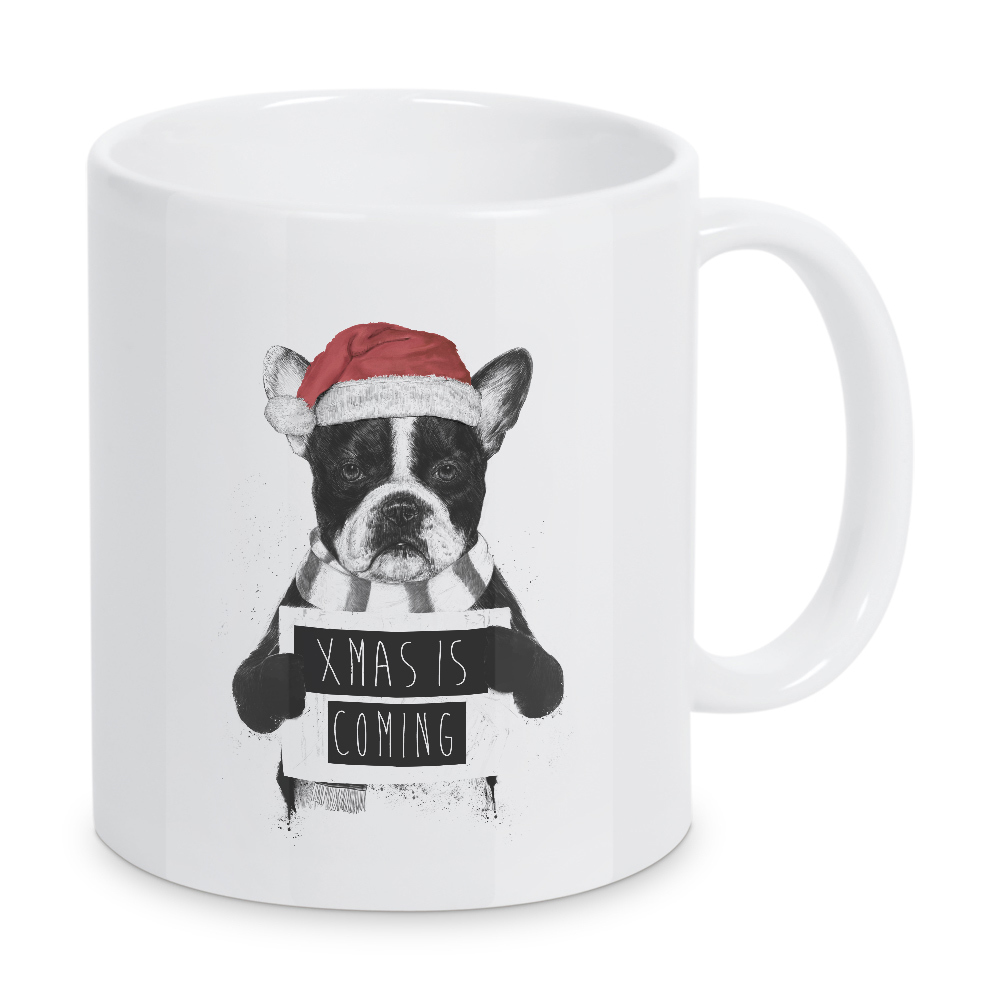 Tasse "Xmas is coming 2" artboxONE - Tiere - Xmas,Christmas,Holidays,Winter,Humor,Funny,Dog,Bulldog,Animal