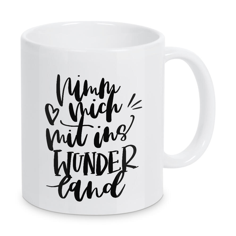 Tasse "Wunderland" artboxONE - Typografie,Liebe - Wunderland,Reisen,Weg,Feminin,Girl,Girls,Frauen,Freunde,Freundschaft,Partner,Freund,Freundin