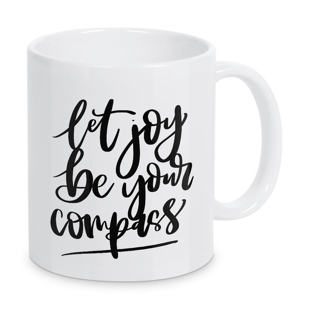 Tasse "Let joy" artboxONE - Typografie,Schwarzweiß,Sport / Motivation
