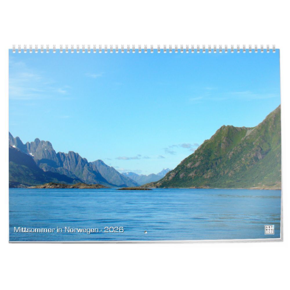 artboxONE Klappkalender A2 2026 Mittsommer in Norwegen Norwegen