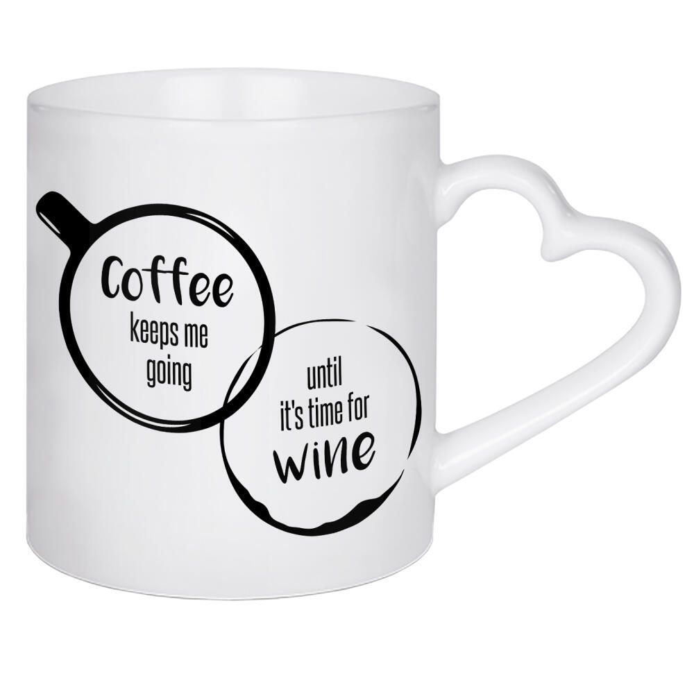 Herztasse "Coffee & Wine" artboxONE - Typografie,Essen & Trinken,Schwarzweiß,Essen & Trinken / Alkohol