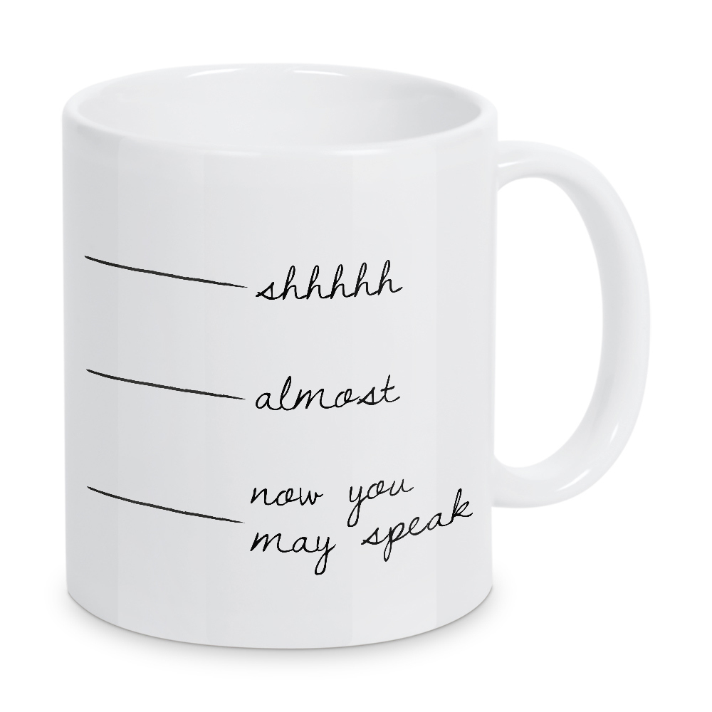 Tasse "Cup Scale" artboxONE - Typografie,Essen & Trinken,Schwarzweiß - Coffee,Cup,Shhhh,Almost