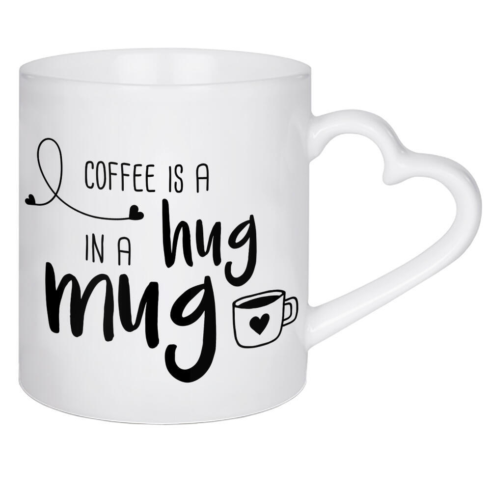 Herztasse "Hug in a Mug" artboxONE - Typografie,Essen & Trinken,Schwarzweiß