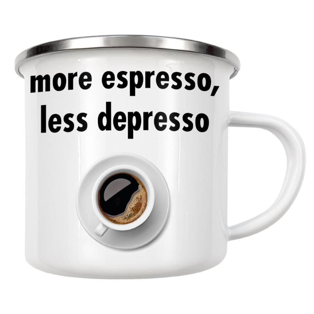 Emaille Tasse "More Espresso" artboxONE - Typografie,Essen & Trinken