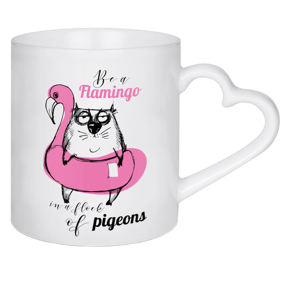 Herztasse "Be a flamingo 3" artboxONE - Typografie,Tiere - Funny,Cat,Illustration,Lettering
