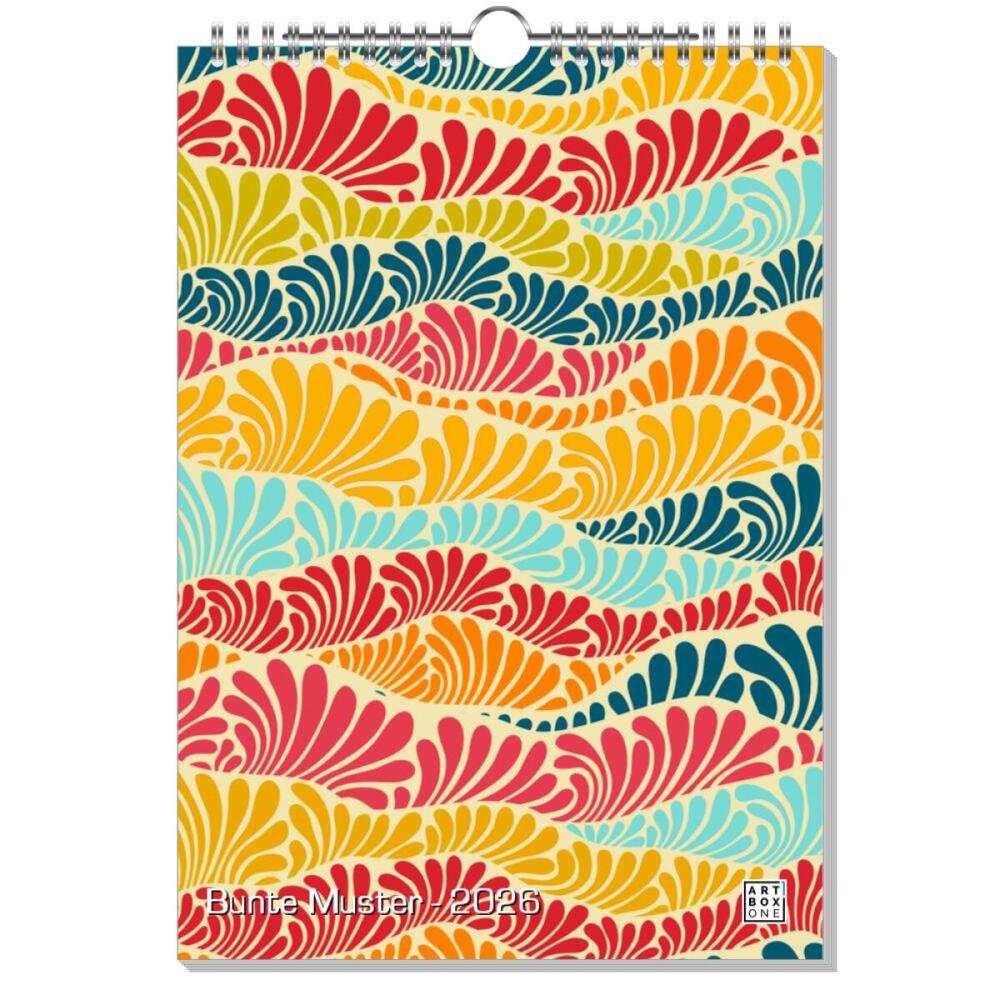 artboxONE Wandkalender A4 2026 Bunte Muster Muster