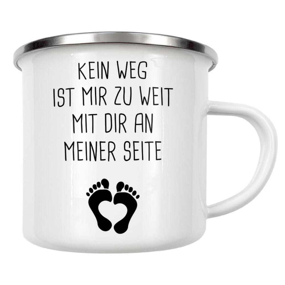 Emaille Tasse "Kein Weg" artboxONE - Typografie,Schwarzweiß,Liebe