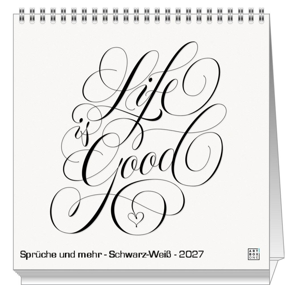 artboxONE Mini-Tischkalender 2026 Sprüche und mehr - Schwarz-Weiß Tischkalender Klein 2026 Typografie