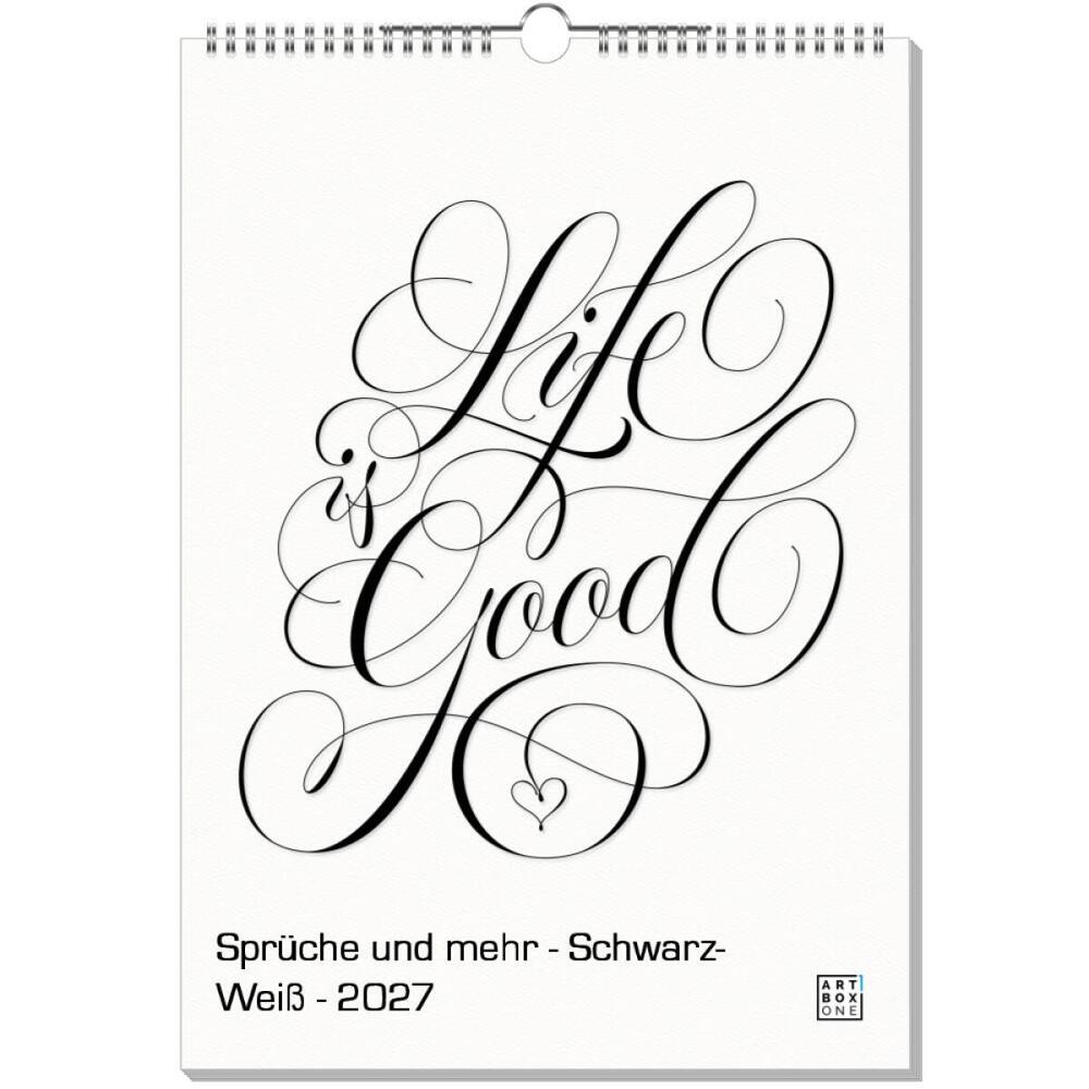 artboxONE Wandkalender A3 2026 Sprüche und mehr - Schwarz-Weiß Typografie