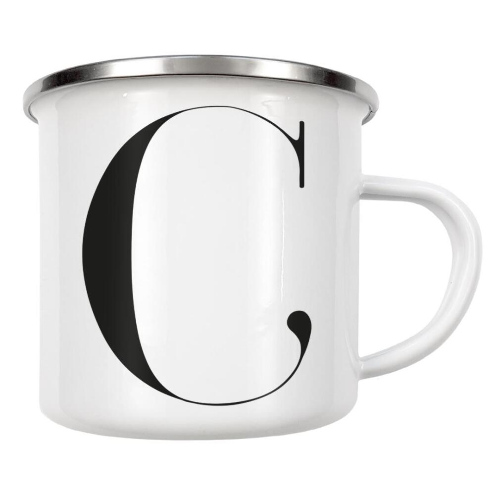 Emaille Tasse "Minimalistischer Buchstabe C" artboxONE - Schwarzweiß,Buchstaben,Buchstaben / C