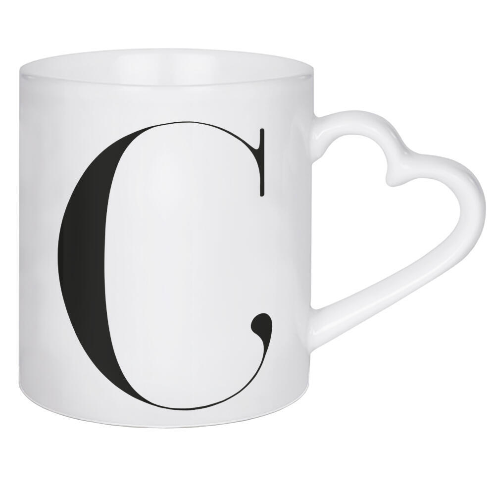 Herztasse "Minimalistischer Buchstabe C" artboxONE - Schwarzweiß,Buchstaben,Buchstaben / C