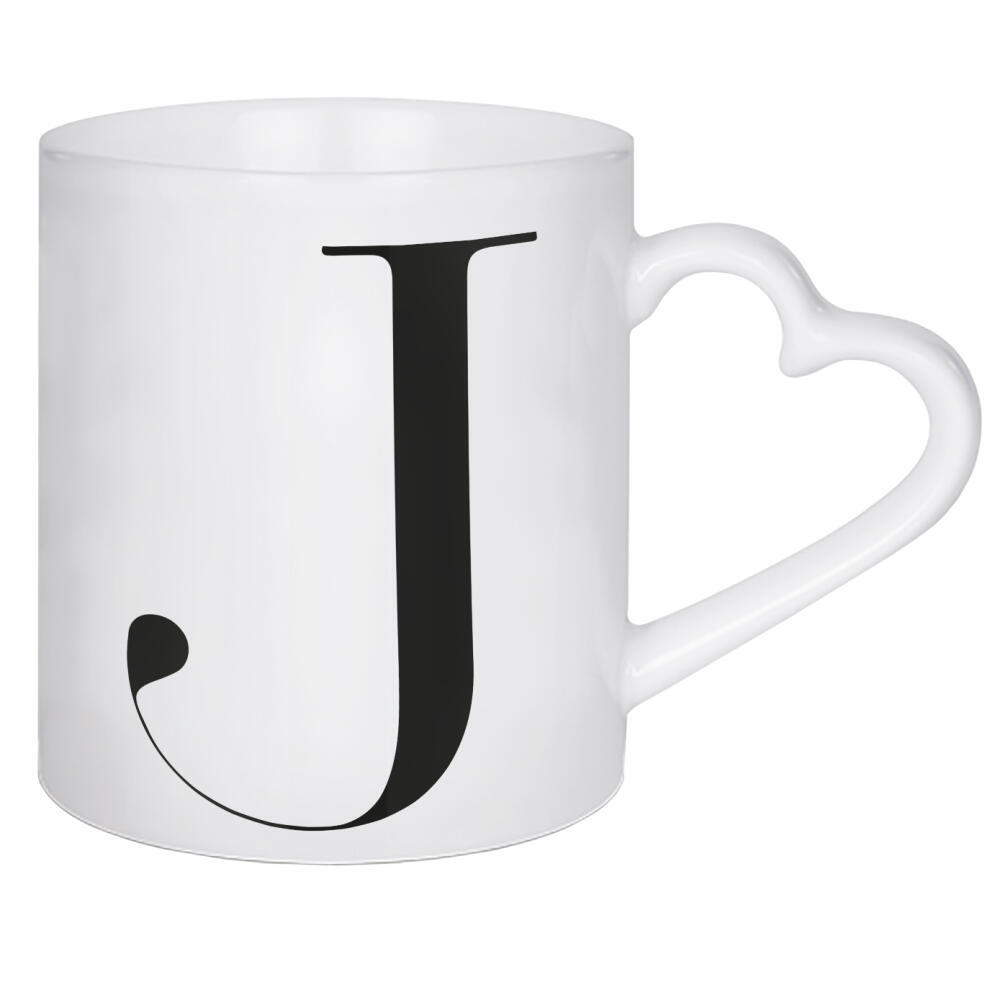 Herztasse "Minimalisttischer Buchstabe J" artboxONE - Schwarzweiß,Buchstaben,Buchstaben / J