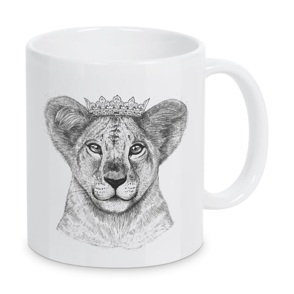 Tasse "The Lion Princess" artboxONE - Tiere,Schwarzweiß - Löwe,Löwin,Kind,Löwenbaby,Prinzessin,Schwarzweiß,Kinder,Baby